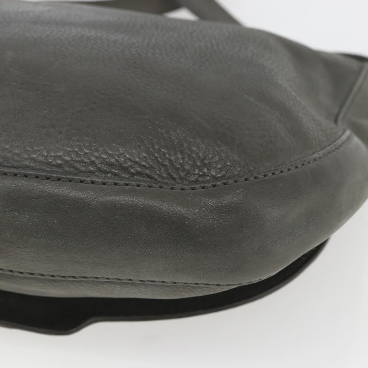 FENDI Shoulder Bag Suede Gray Gold Auth ka1367