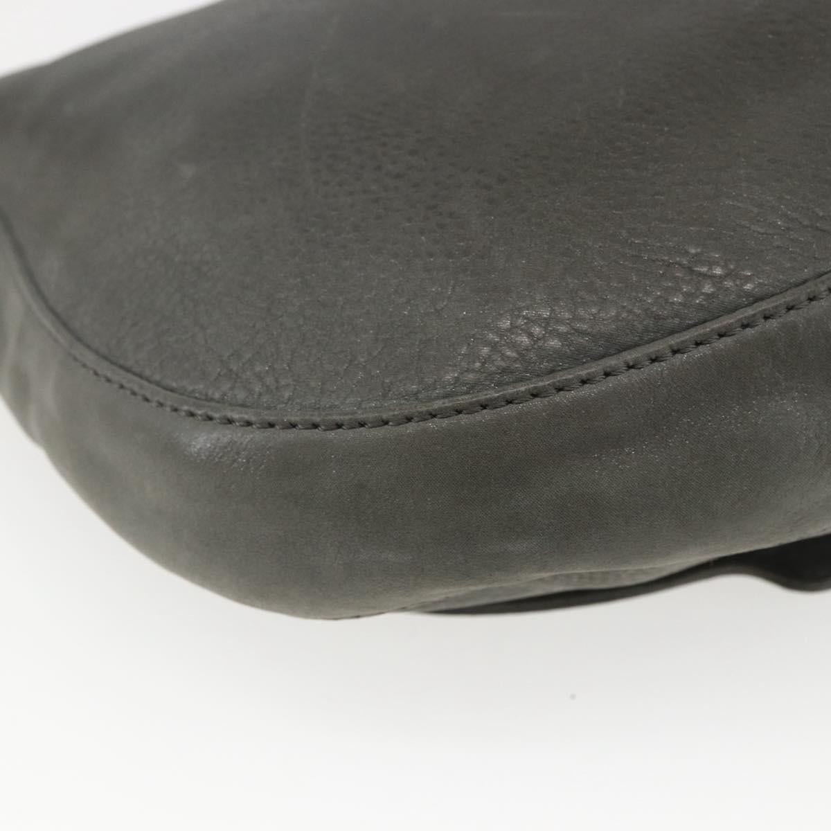 FENDI Shoulder Bag Suede Gray Gold Auth ka1367