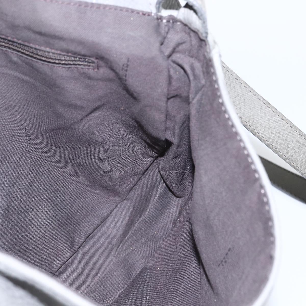 FENDI Shoulder Bag Suede Gray Gold Auth ka1367