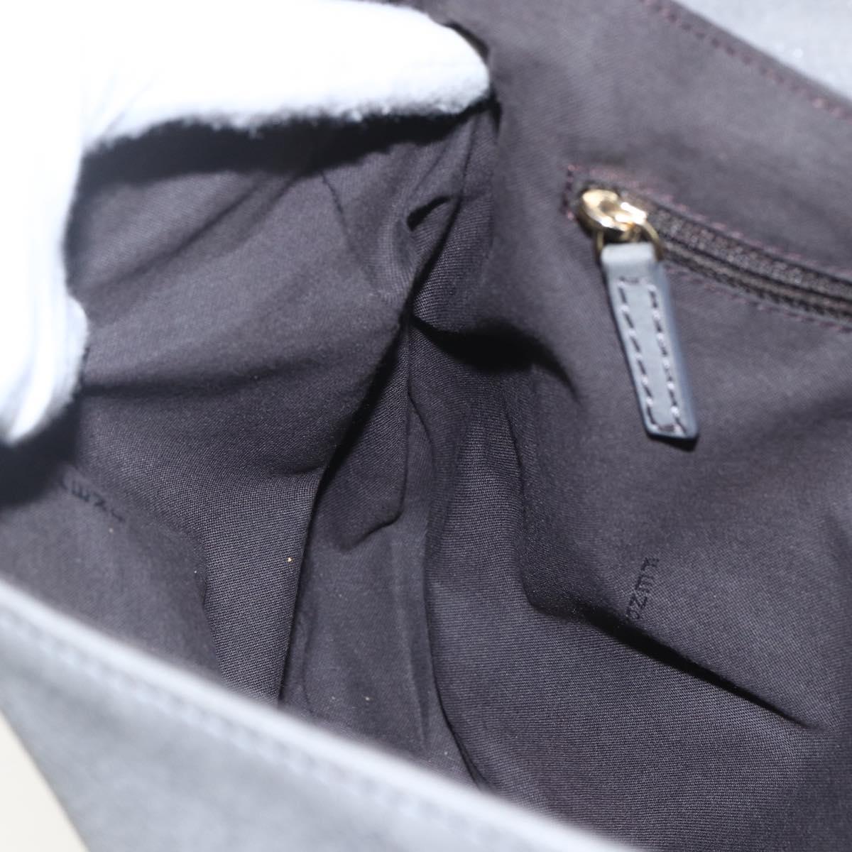 FENDI Shoulder Bag Suede Gray Gold Auth ka1367