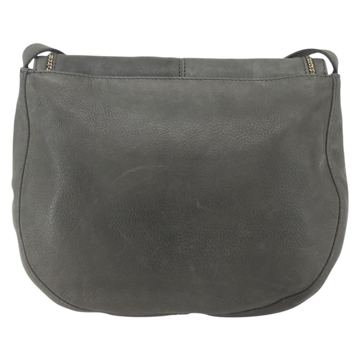 FENDI Shoulder Bag Suede Gray Gold Auth ka1367