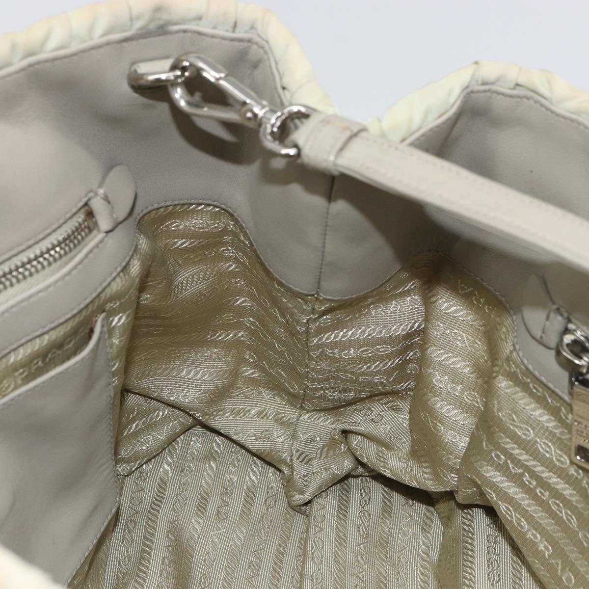 PRADA Hand Bag Nylon 2way Beige Silver Auth ka1368
