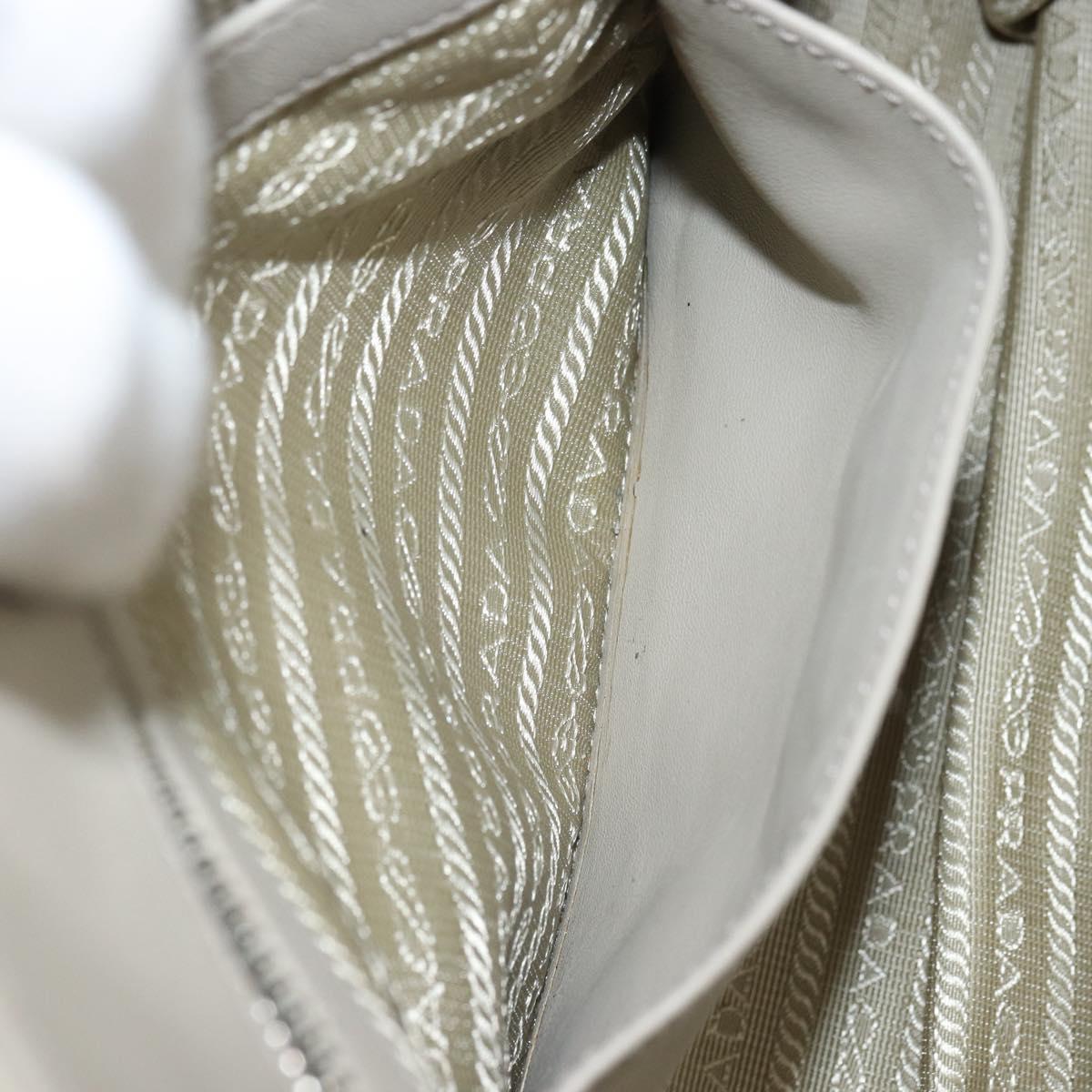 PRADA Hand Bag Nylon 2way Beige Silver Auth ka1368