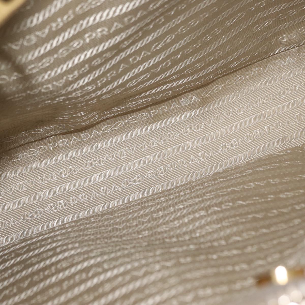 PRADA Hand Bag Leather 2way Beige Gold Auth ka1369