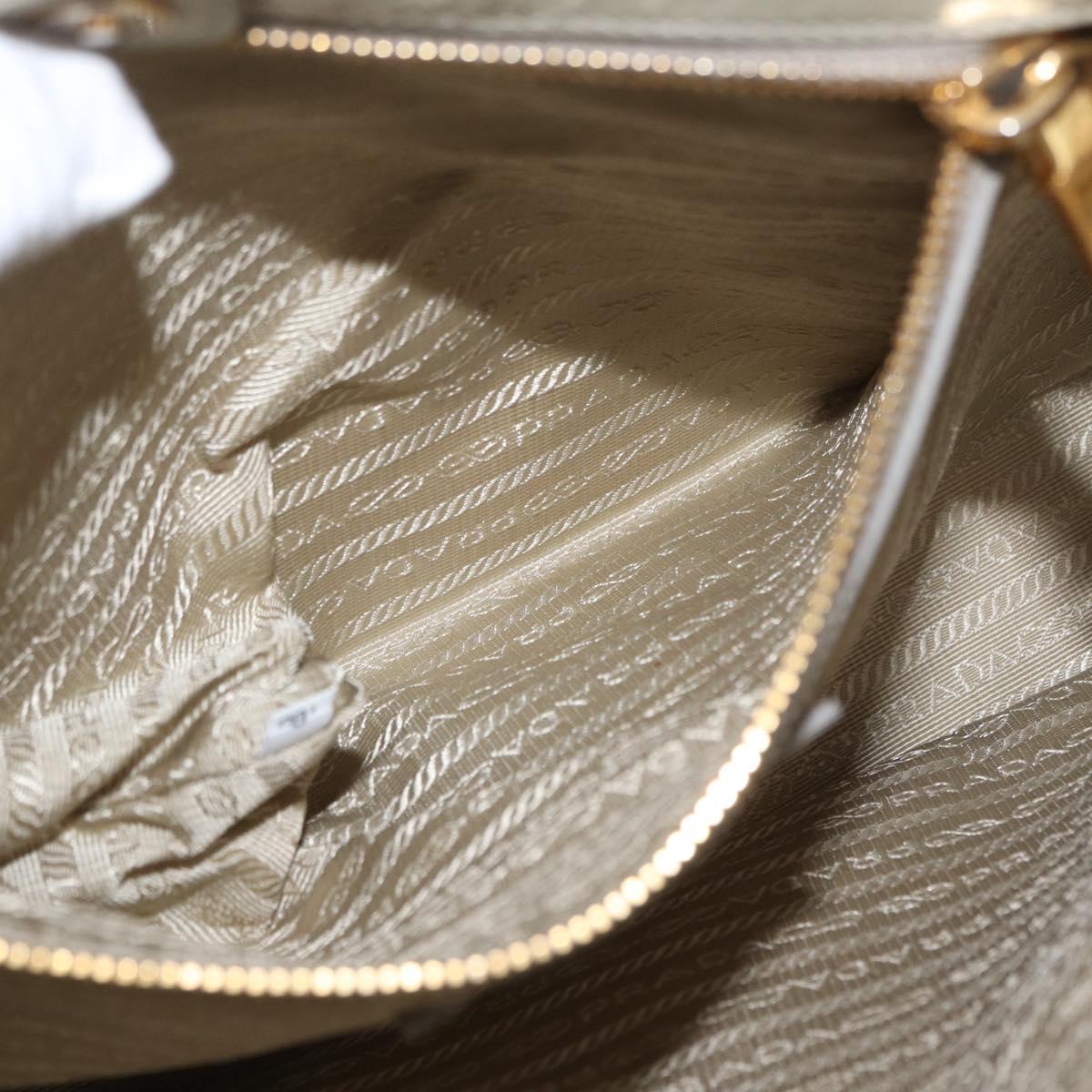 PRADA Hand Bag Leather 2way Beige Gold Auth ka1369
