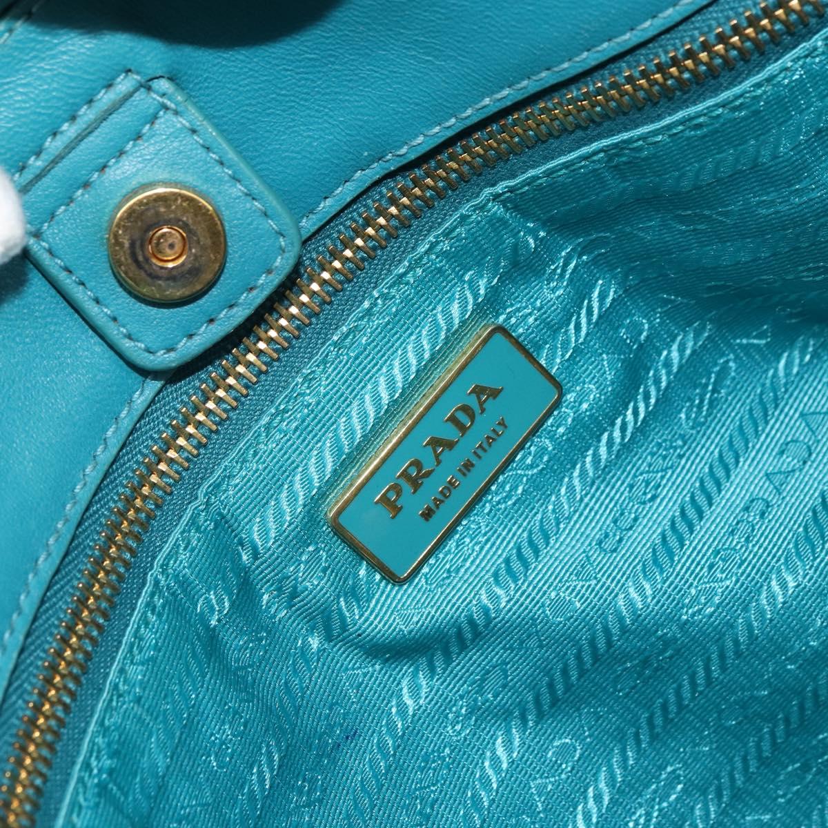 PRADA Hand Bag Nylon Light Blue Gold Auth ka1374