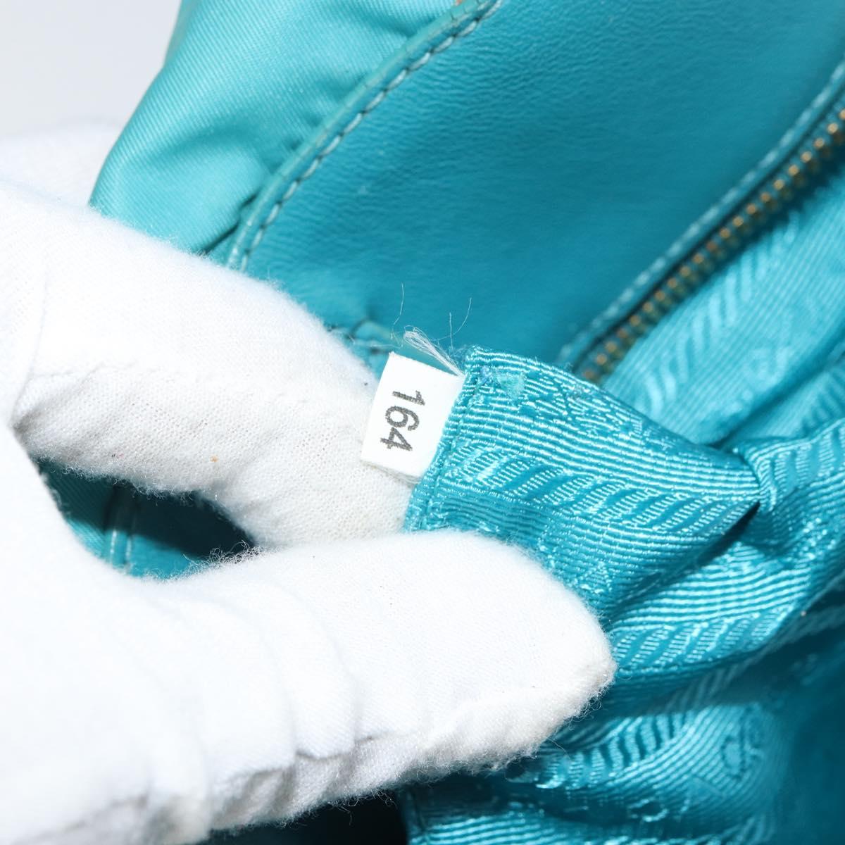 PRADA Hand Bag Nylon Light Blue Gold Auth ka1374