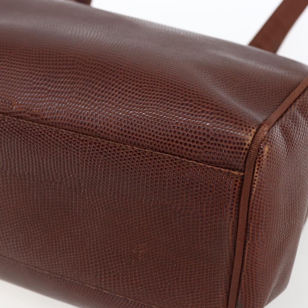 Salvatore Ferragamo Vala Shoulder Bag Leather Brown Gold Auth ka1378