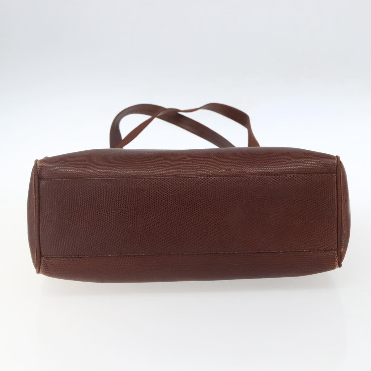 Salvatore Ferragamo Vala Shoulder Bag Leather Brown Gold Auth ka1378