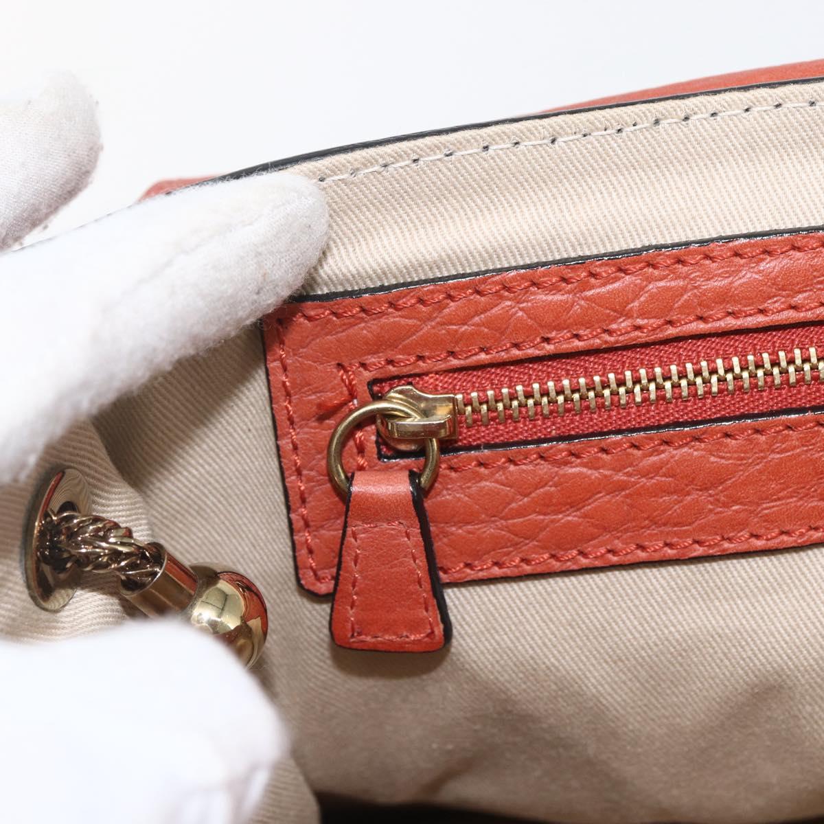 Chloe Chain Shoulder Bag Leather Orange Gold Auth ka1392