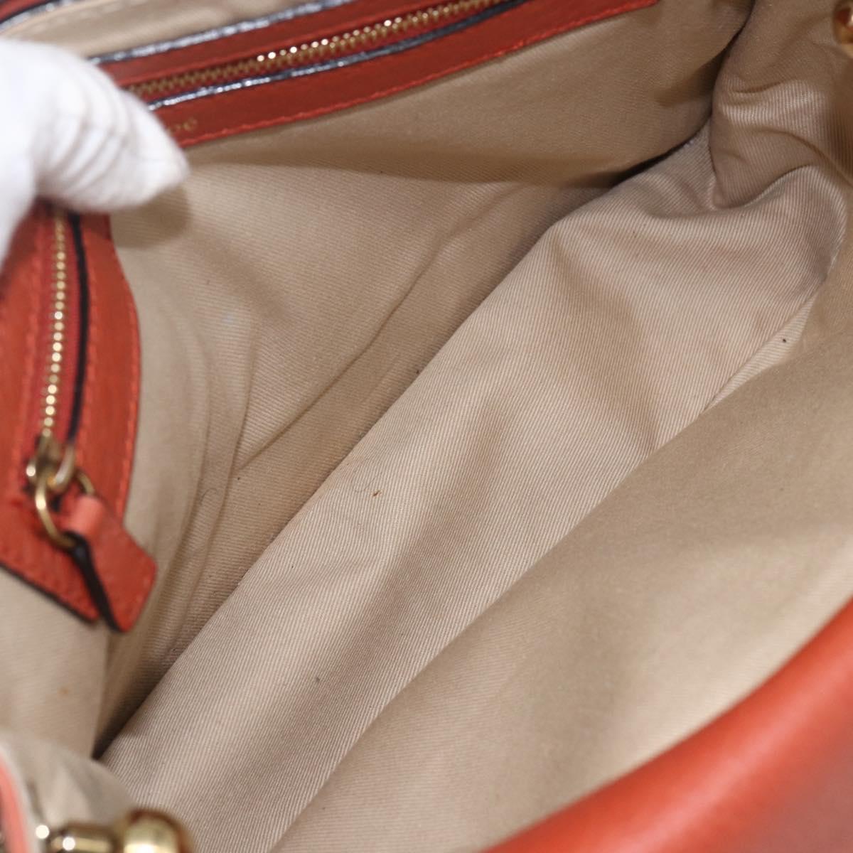Chloe Chain Shoulder Bag Leather Orange Gold Auth ka1392