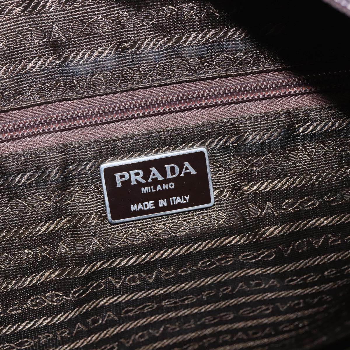 PRADA Tote Bag Nylon Khaki Silver Auth ka1393