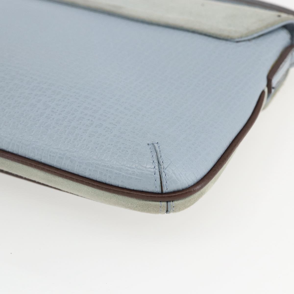 LOEWE Hand Bag Suede Blue Silver Auth ka1394