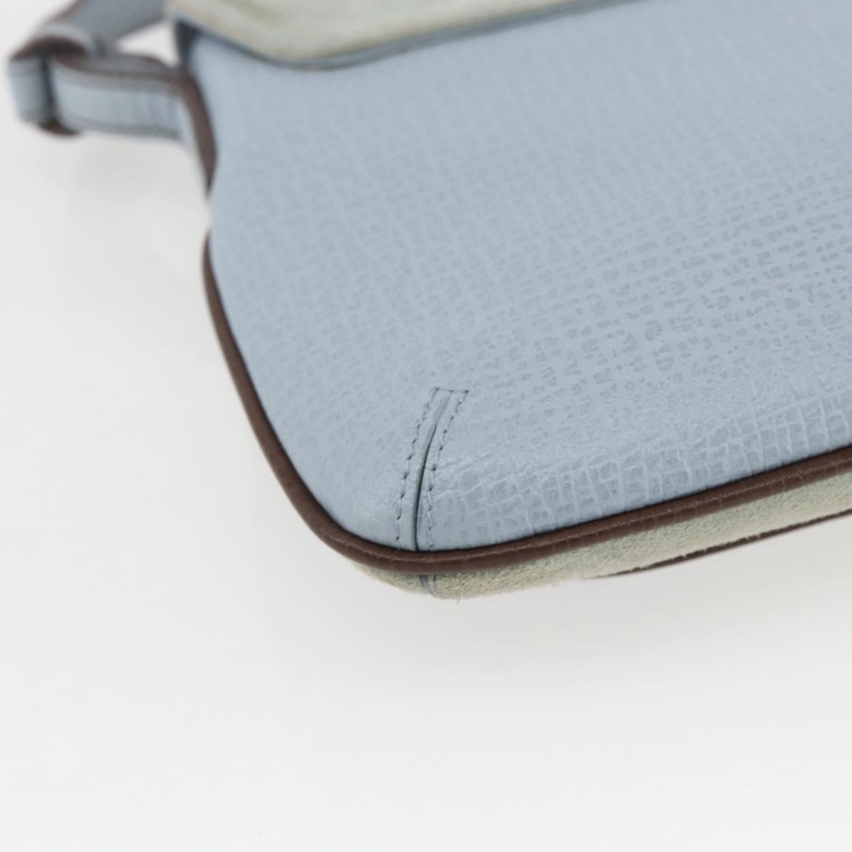 LOEWE Hand Bag Suede Blue Silver Auth ka1394