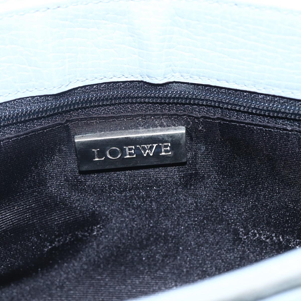 LOEWE Hand Bag Suede Blue Silver Auth ka1394