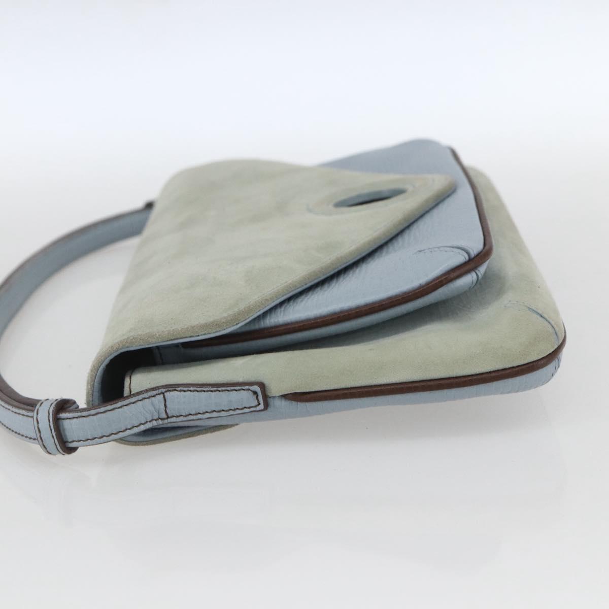 LOEWE Hand Bag Suede Blue Silver Auth ka1394