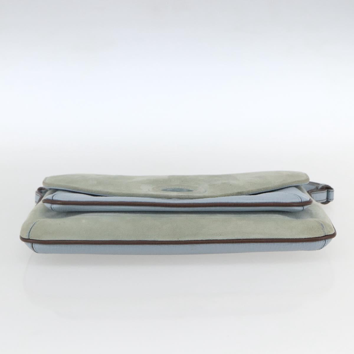 LOEWE Hand Bag Suede Blue Silver Auth ka1394