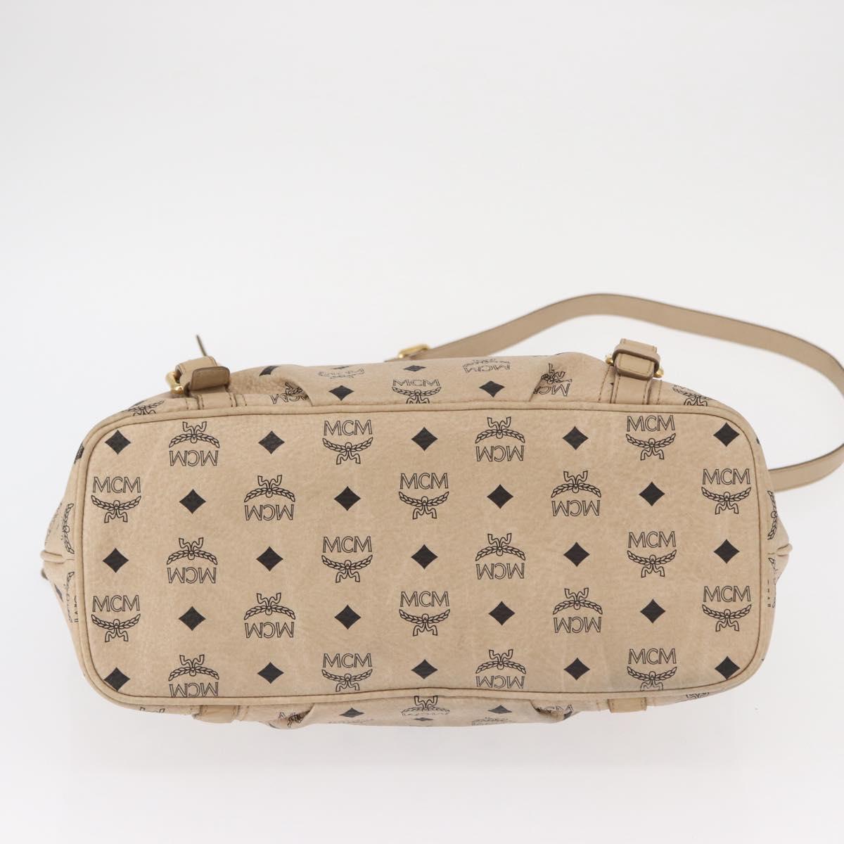 MCM Vicetos Logogram Tote Bag PVC Leather 2way Beige Gold Auth ka1395