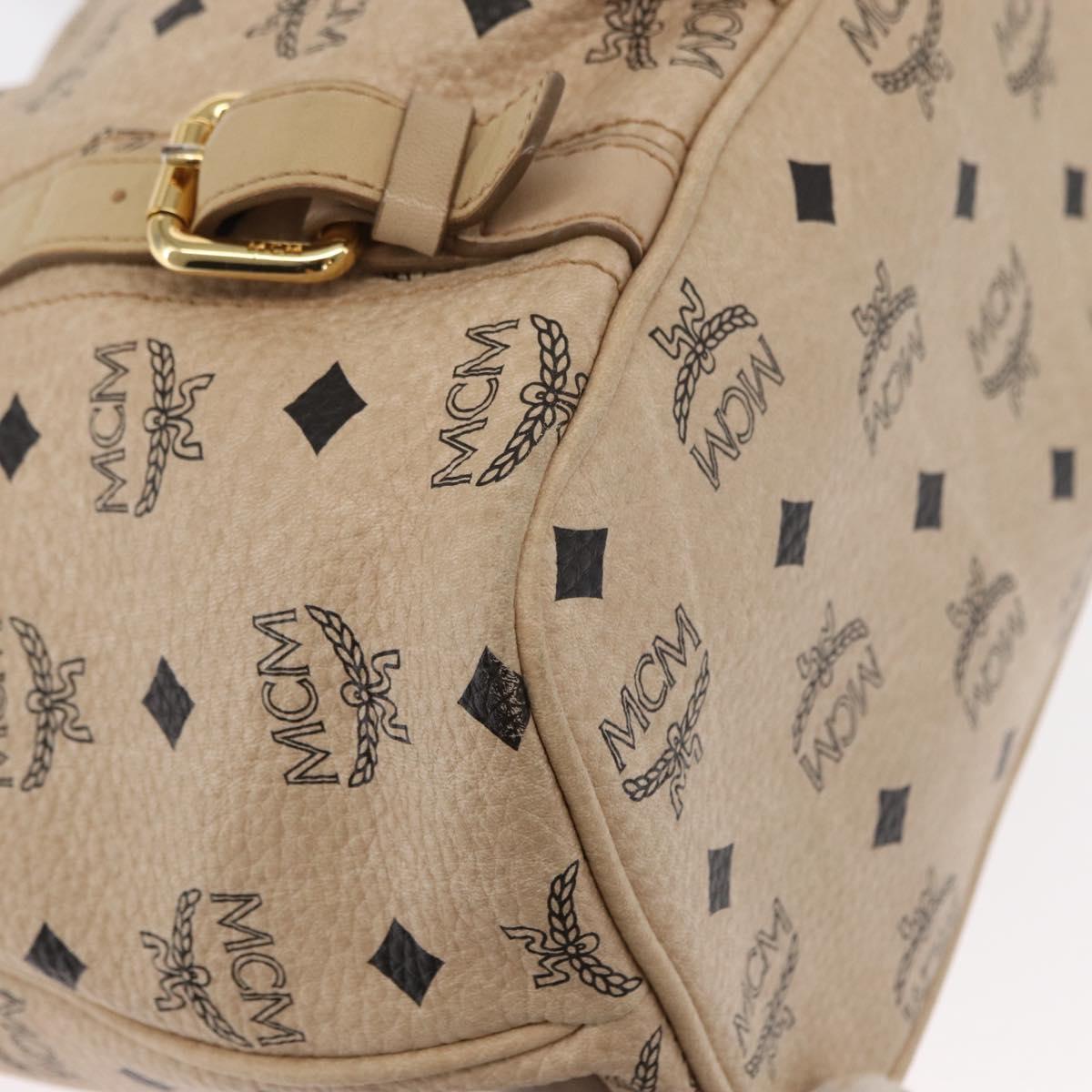 MCM Vicetos Logogram Tote Bag PVC Leather 2way Beige Gold Auth ka1395