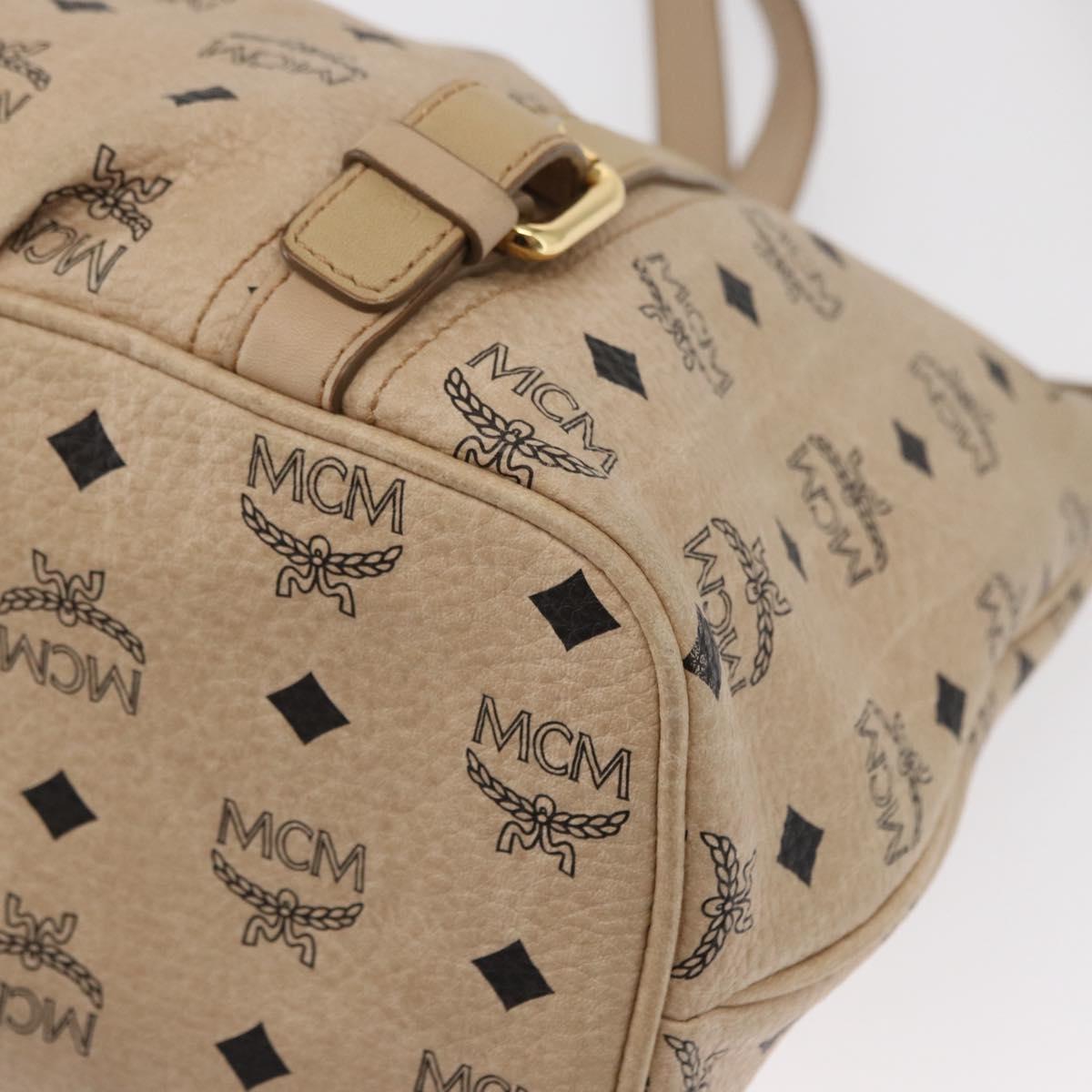 MCM Vicetos Logogram Tote Bag PVC Leather 2way Beige Gold Auth ka1395