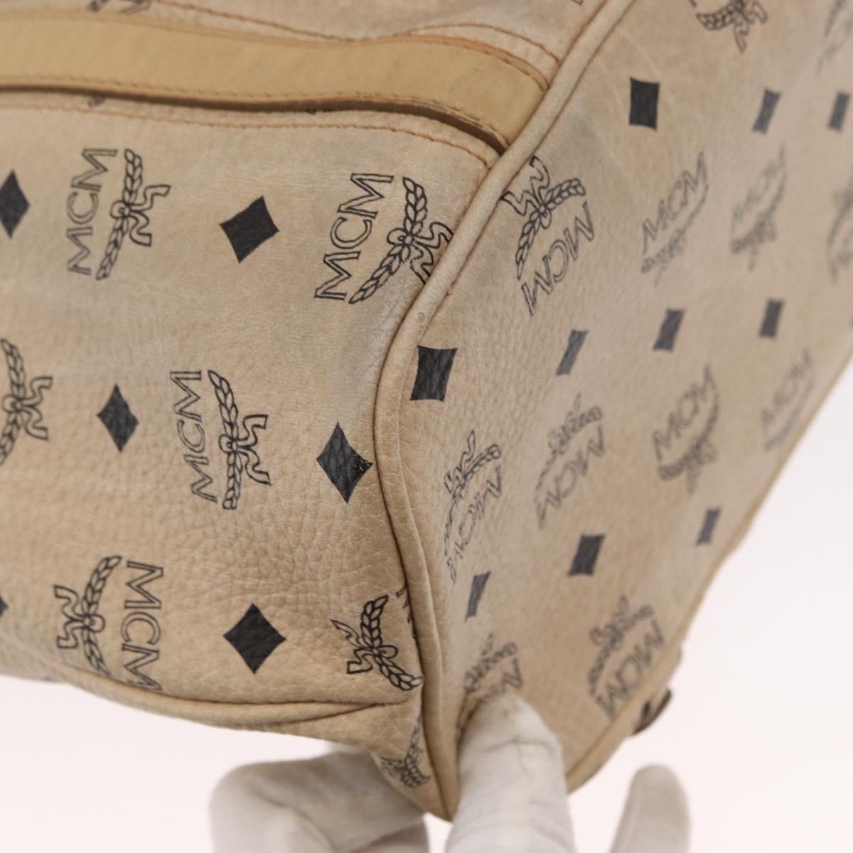 MCM Vicetos Logogram Tote Bag PVC Leather 2way Beige Gold Auth ka1395