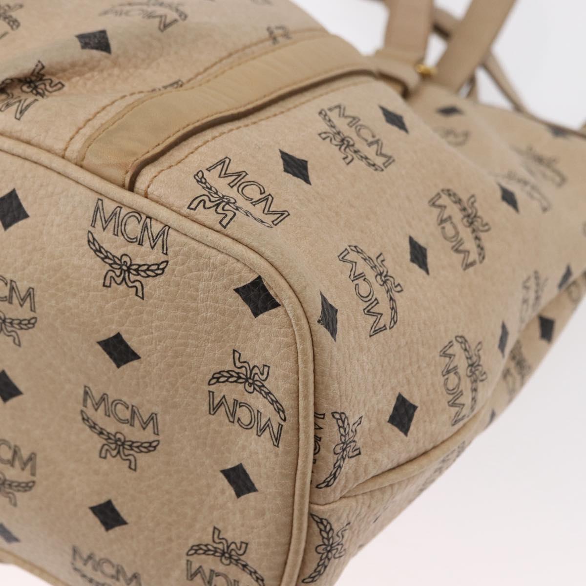 MCM Vicetos Logogram Tote Bag PVC Leather 2way Beige Gold Auth ka1395