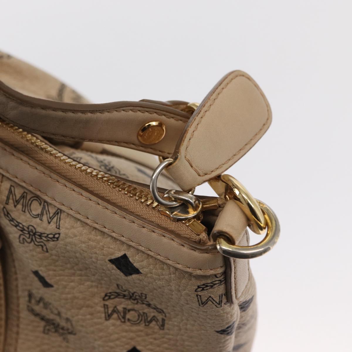 MCM Vicetos Logogram Tote Bag PVC Leather 2way Beige Gold Auth ka1395