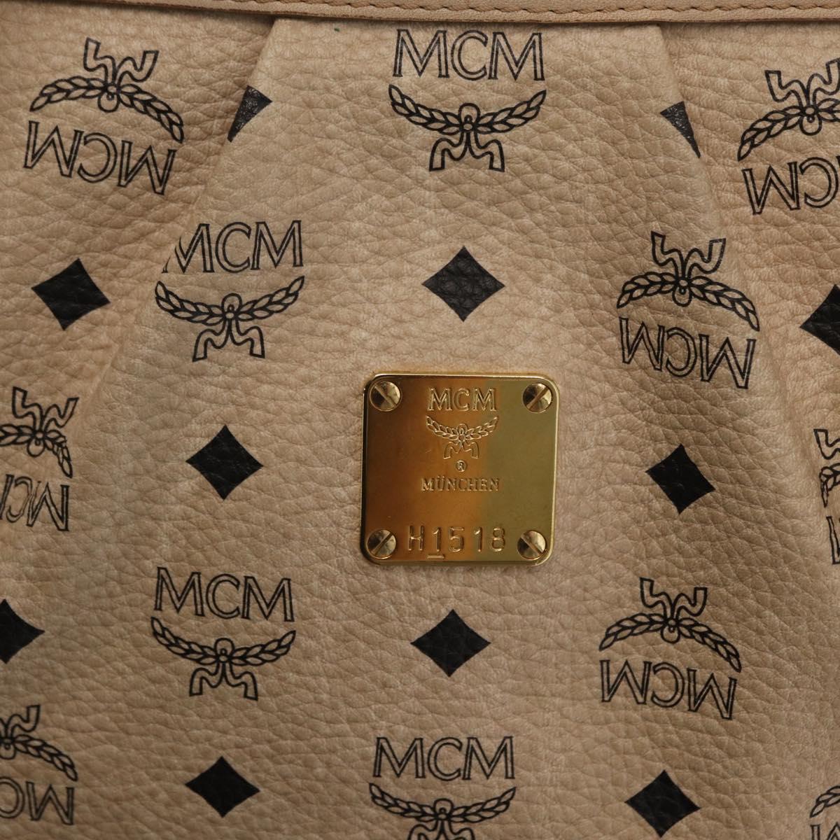 MCM Vicetos Logogram Tote Bag PVC Leather 2way Beige Gold Auth ka1395