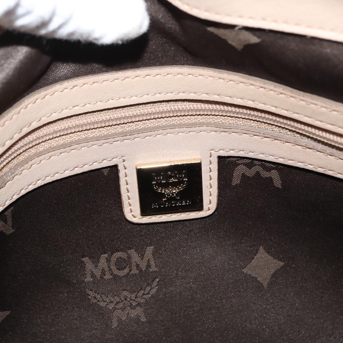 MCM Vicetos Logogram Tote Bag PVC Leather 2way Beige Gold Auth ka1395