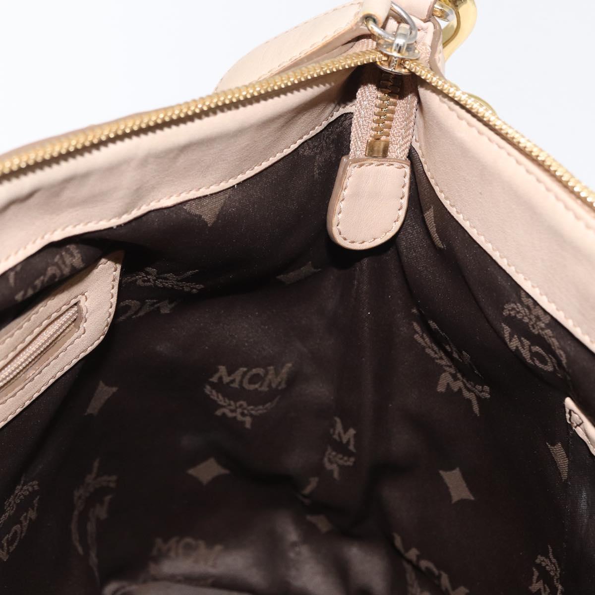 MCM Vicetos Logogram Tote Bag PVC Leather 2way Beige Gold Auth ka1395