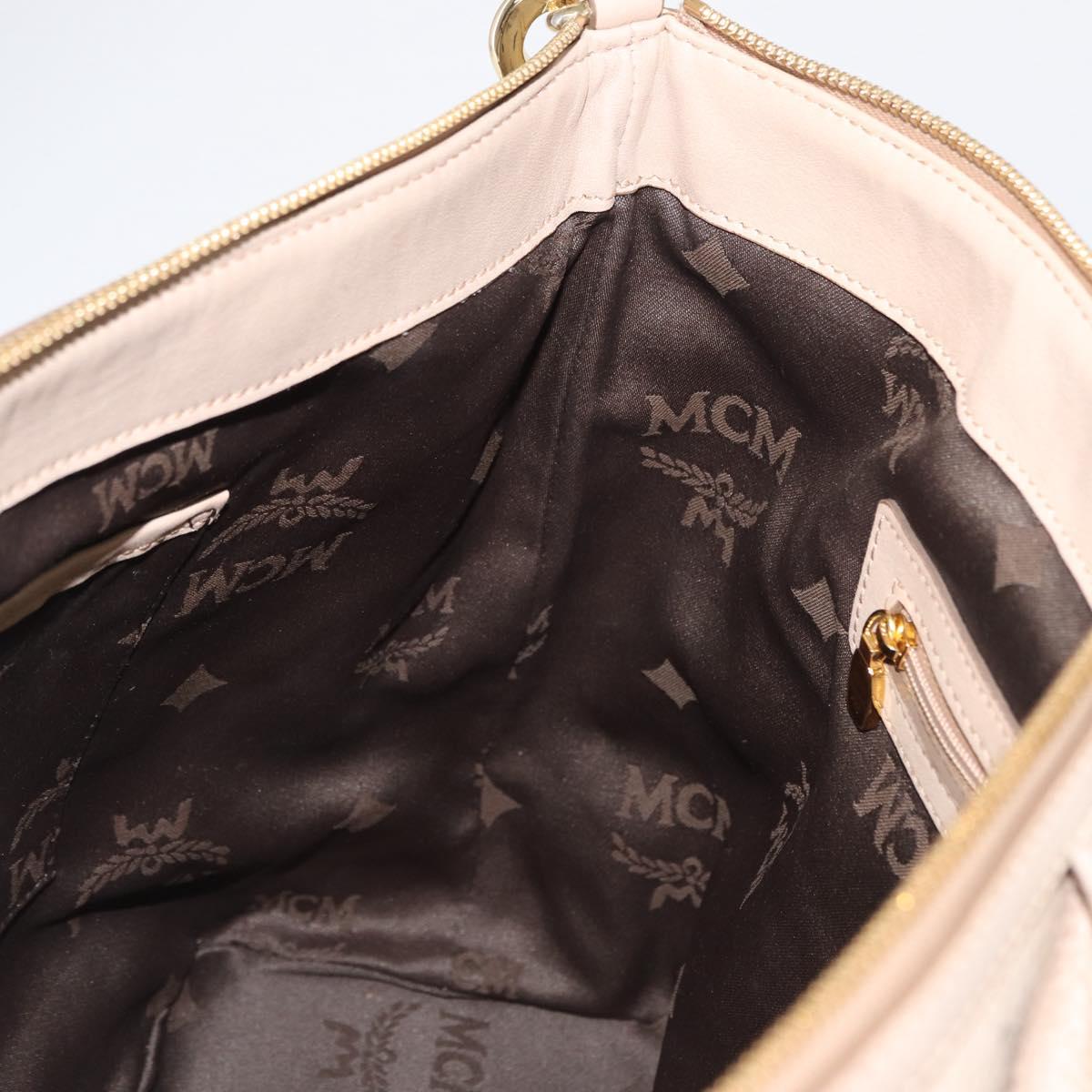 MCM Vicetos Logogram Tote Bag PVC Leather 2way Beige Gold Auth ka1395