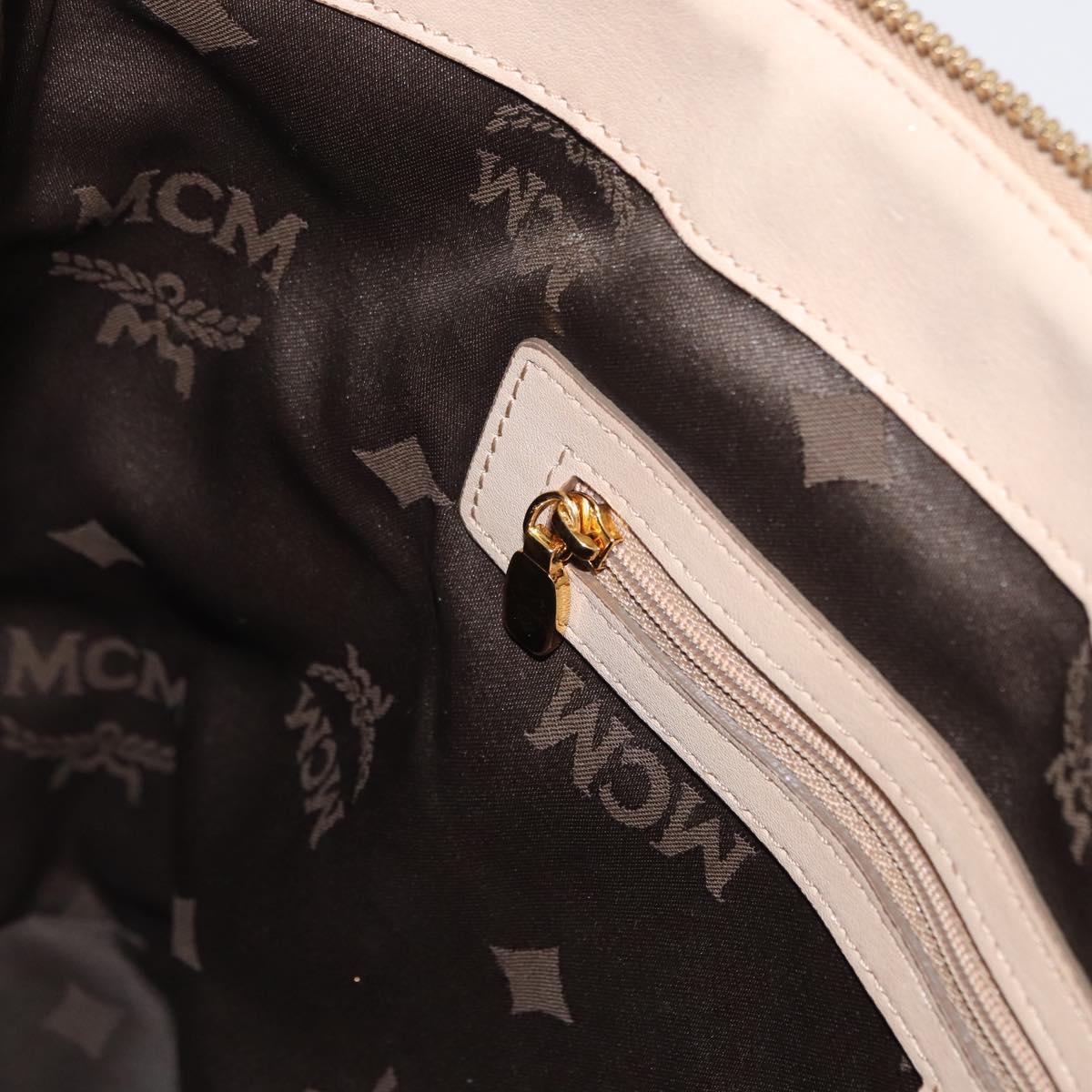 MCM Vicetos Logogram Tote Bag PVC Leather 2way Beige Gold Auth ka1395