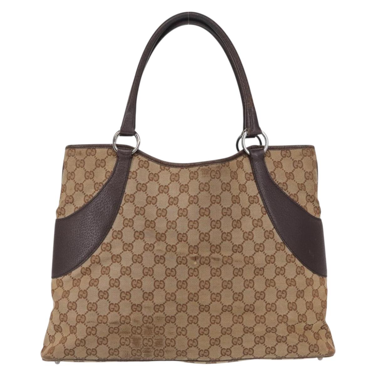 GUCCI GG Canvas Tote Bag Beige 115016 Auth ka1408