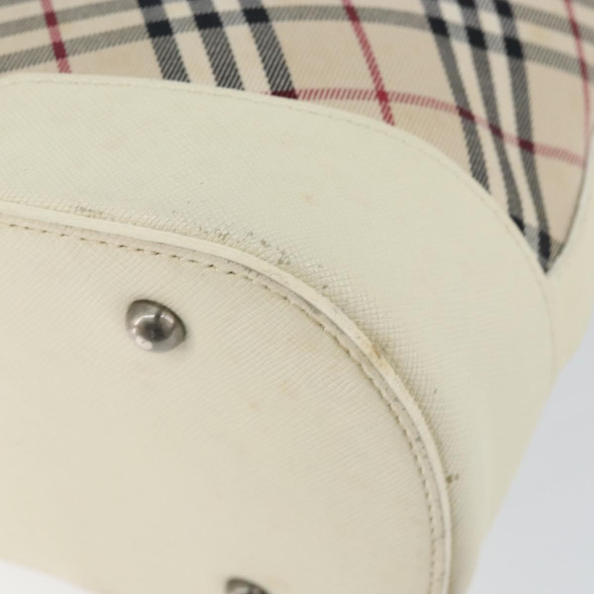 BURBERRY Nova Check Shoulder Bag Canvas White Silver Auth ka142