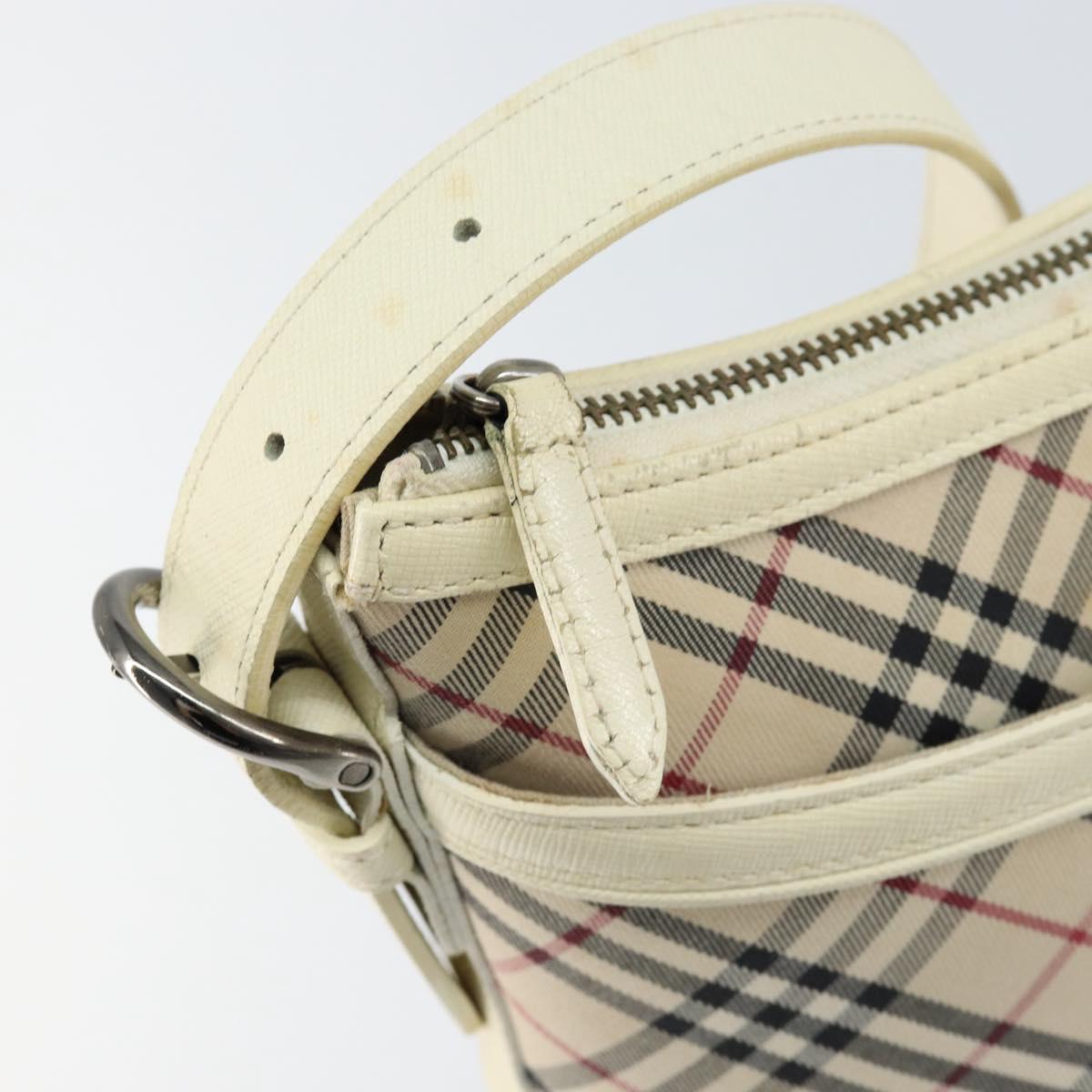 BURBERRY Nova Check Shoulder Bag Canvas White Silver Auth ka142