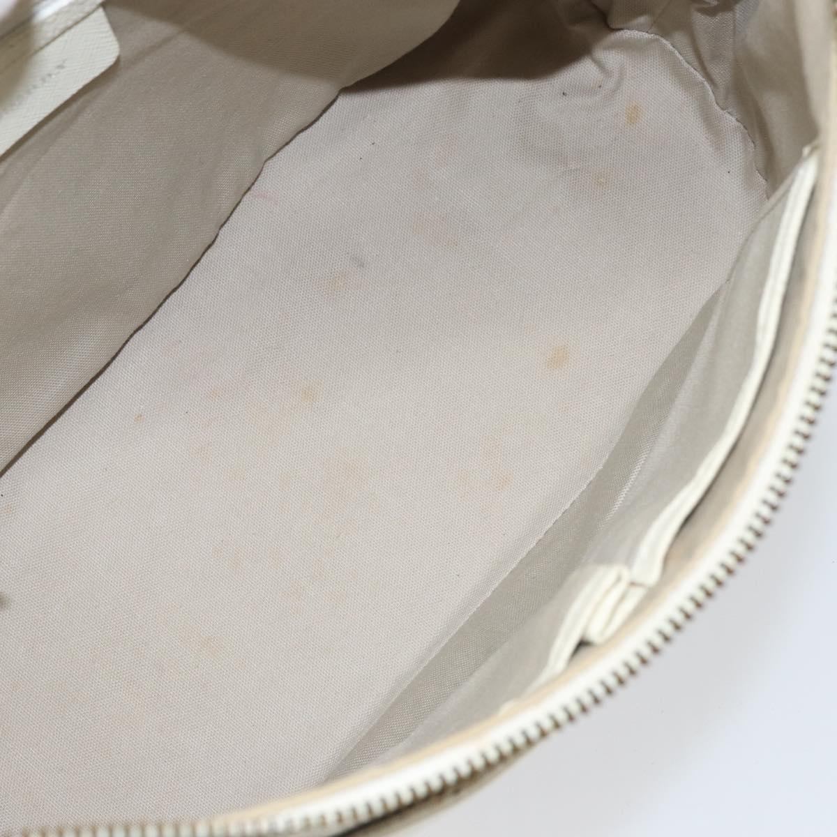 BURBERRY Nova Check Shoulder Bag Canvas White Silver Auth ka142