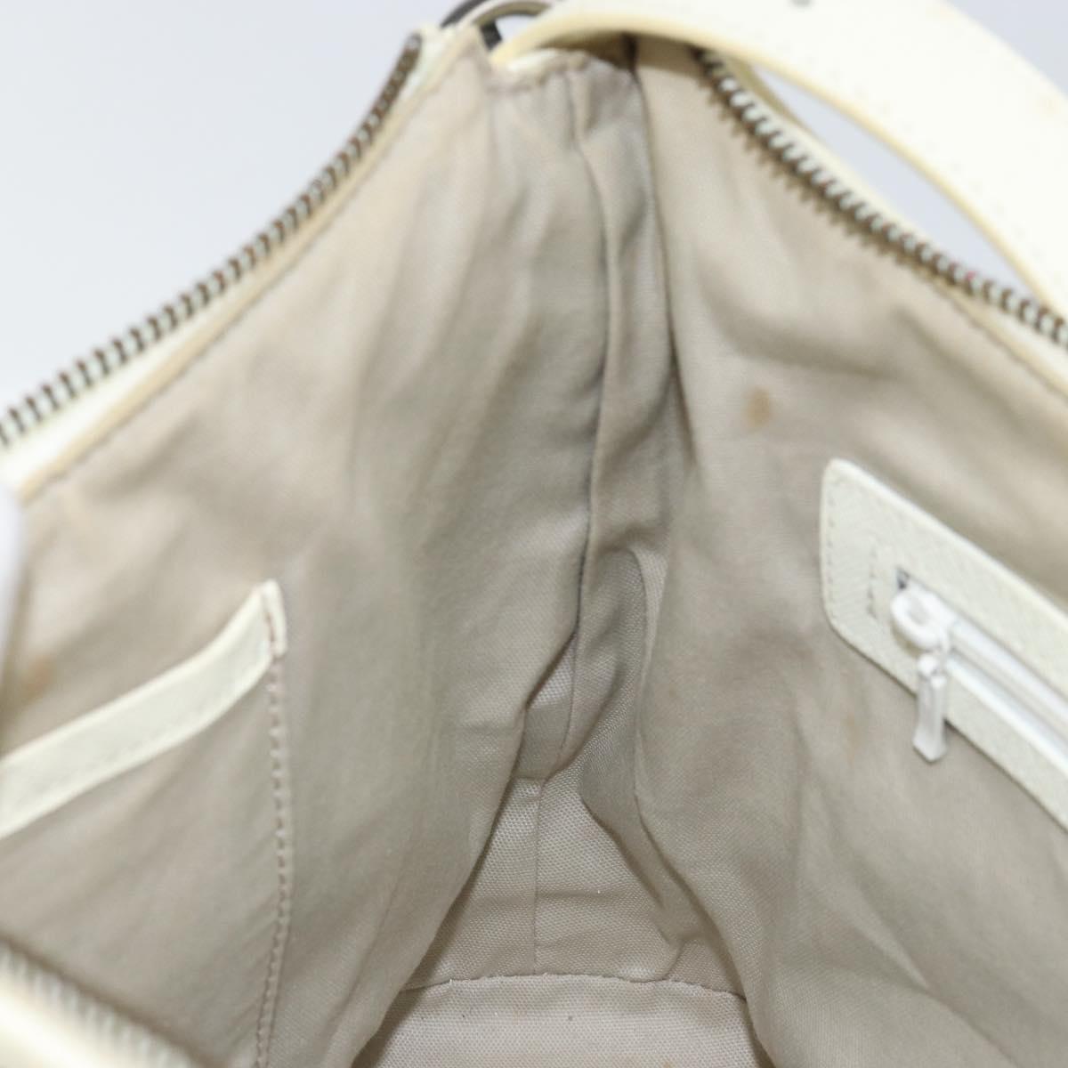 BURBERRY Nova Check Shoulder Bag Canvas White Silver Auth ka142