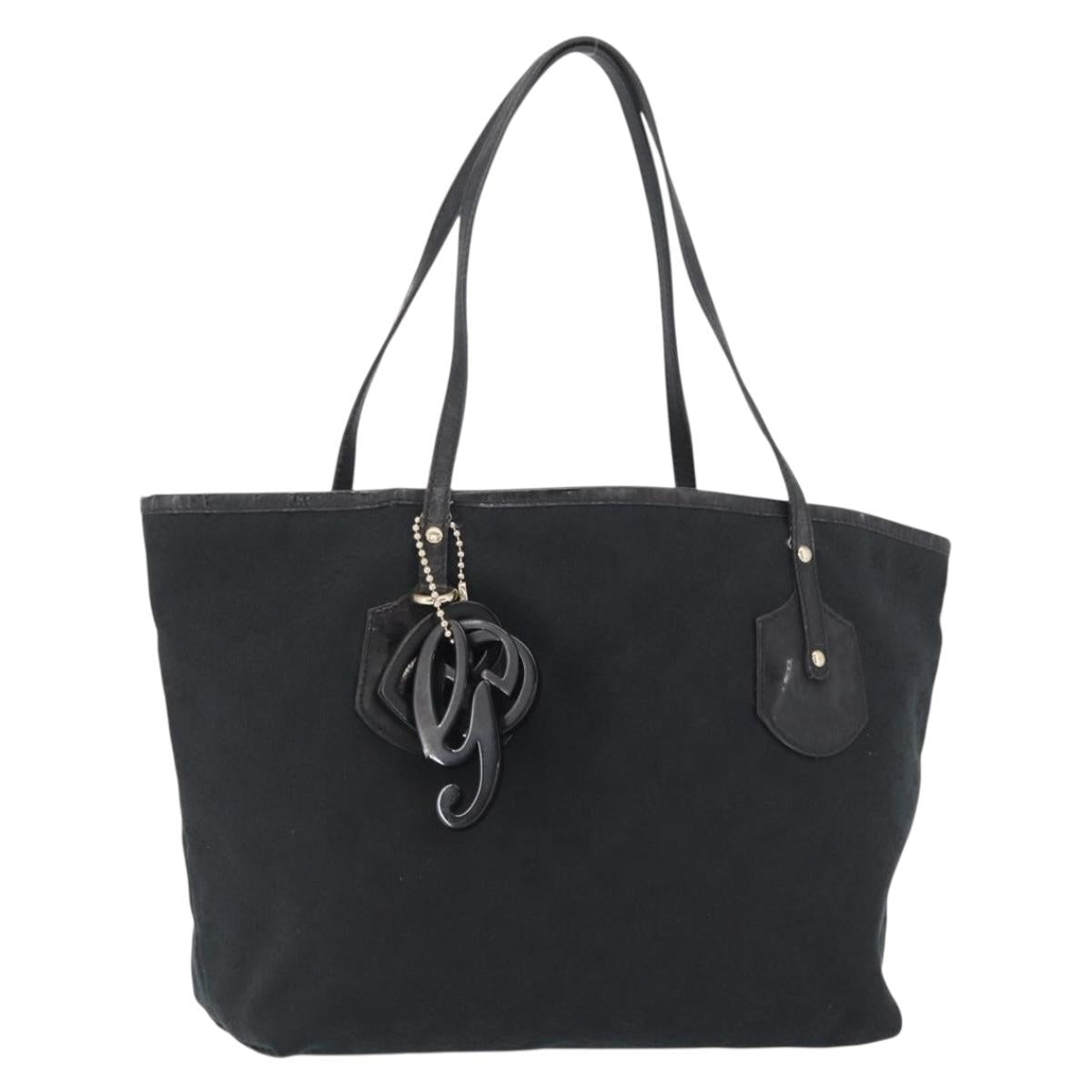 GUCCI GG Canvas Tote Bag Black Gold 211976 Auth ka1421