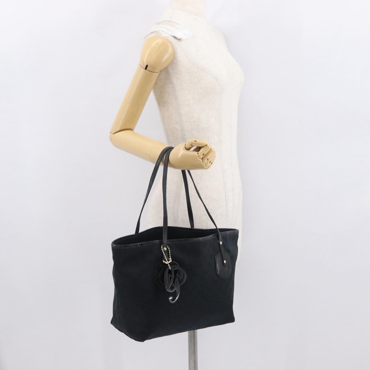 GUCCI GG Canvas Tote Bag Black Gold 211976 Auth ka1421