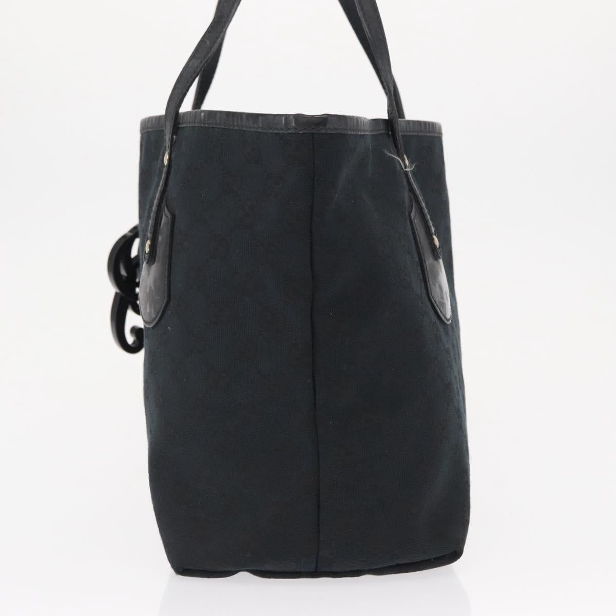 GUCCI GG Canvas Tote Bag Black Gold 211976 Auth ka1421