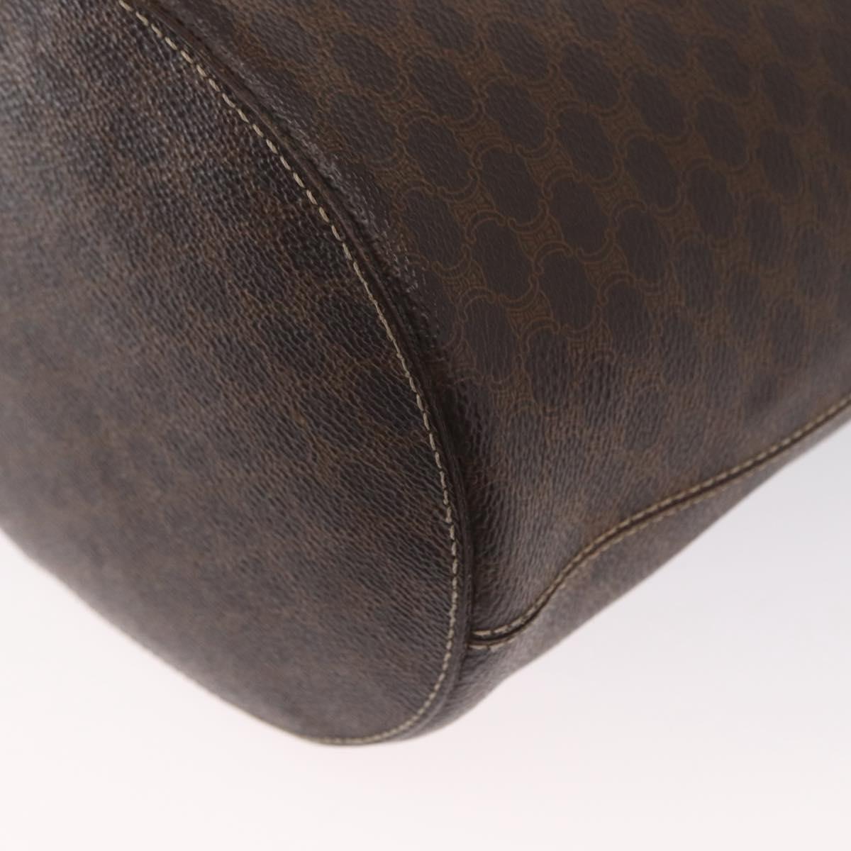 CELINE Macadam Canvas Tote Bag PVC Leather Brown Gold Auth ka1426