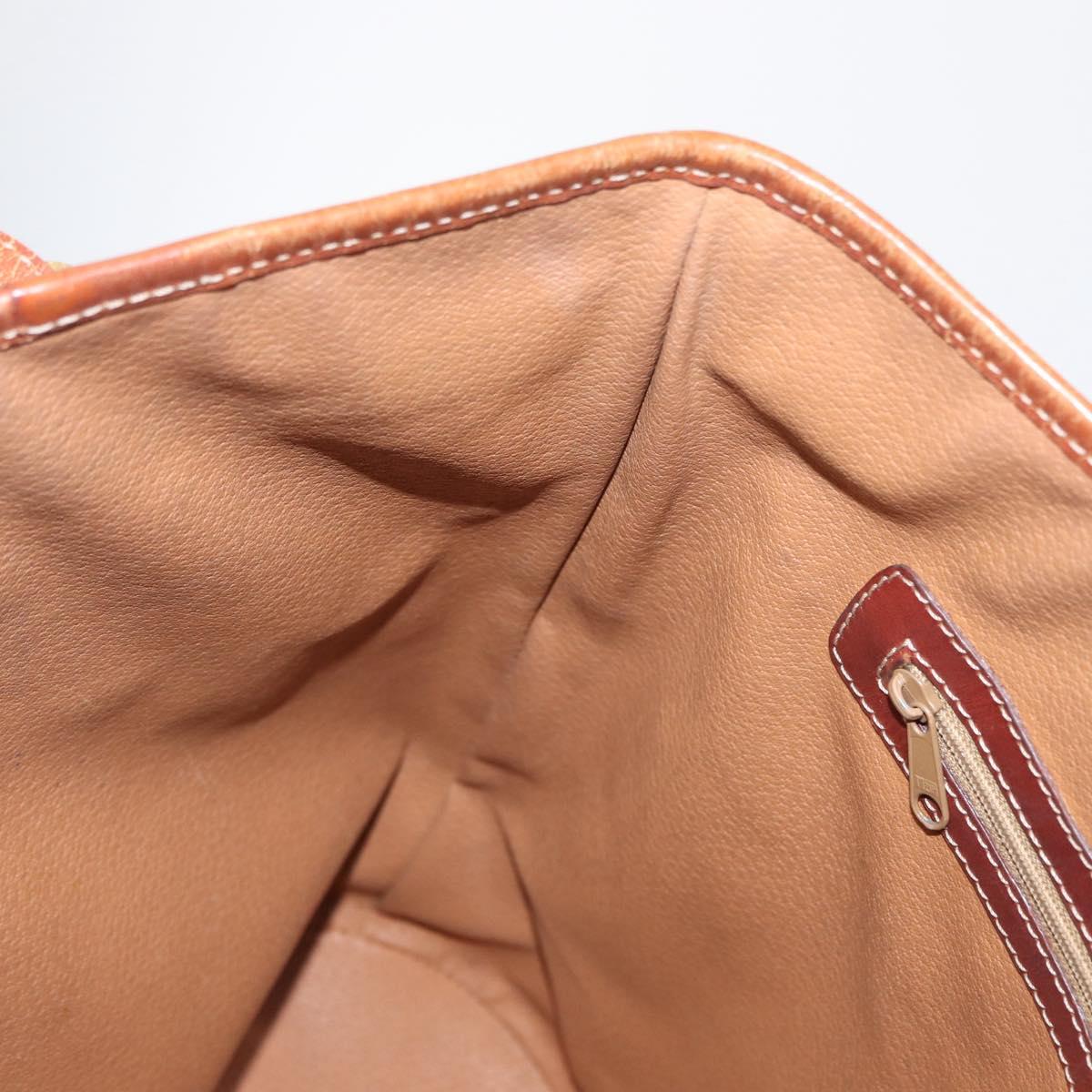 CELINE Macadam Canvas Tote Bag PVC Leather Brown Gold Auth ka1426