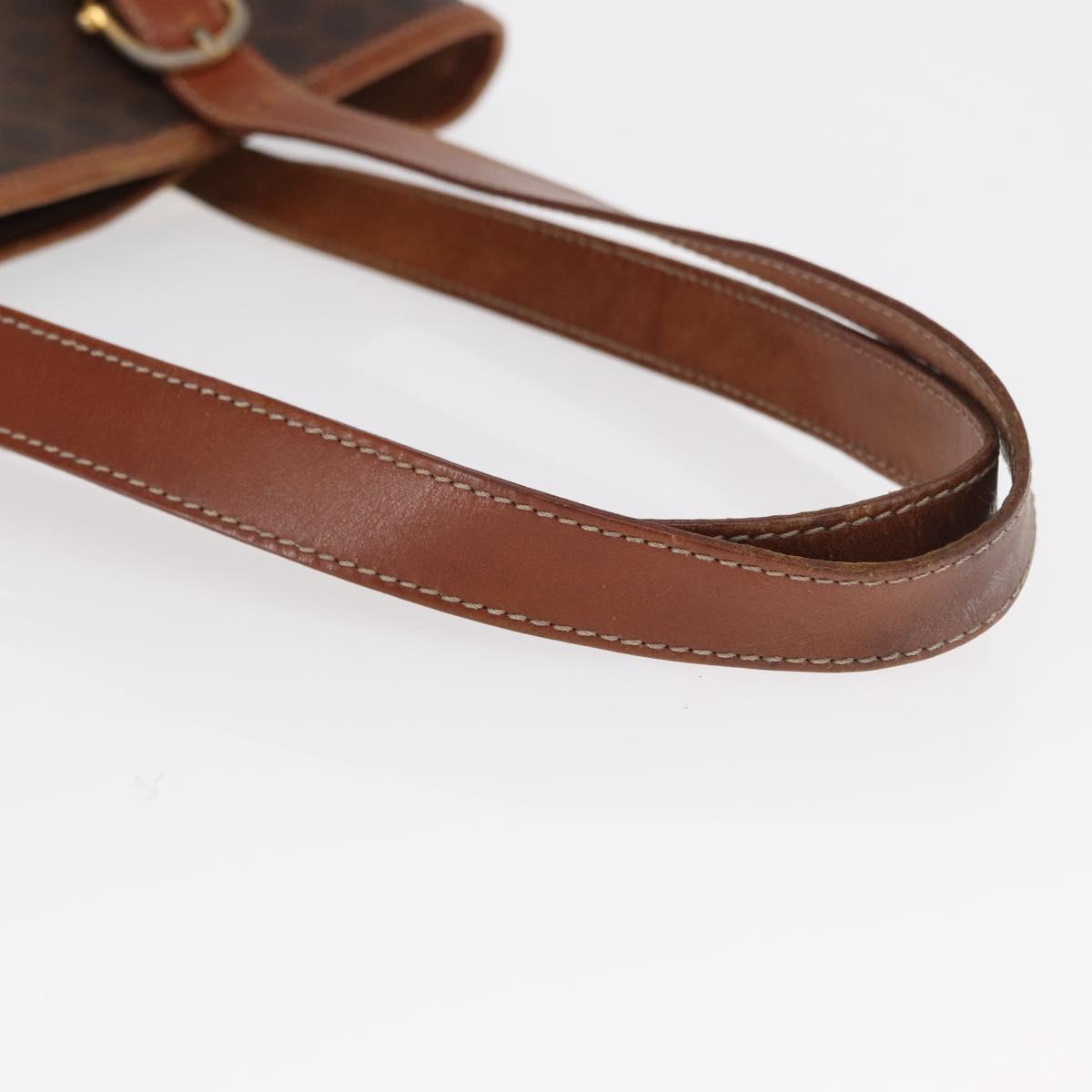 CELINE Macadam Canvas Tote Bag PVC Leather Brown Gold Auth ka1426
