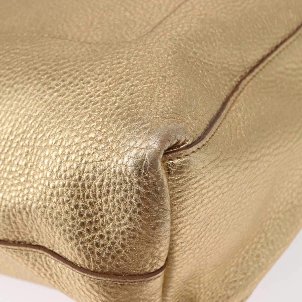 PRADA Tote Bag Leather Gold Tone Auth ka143A