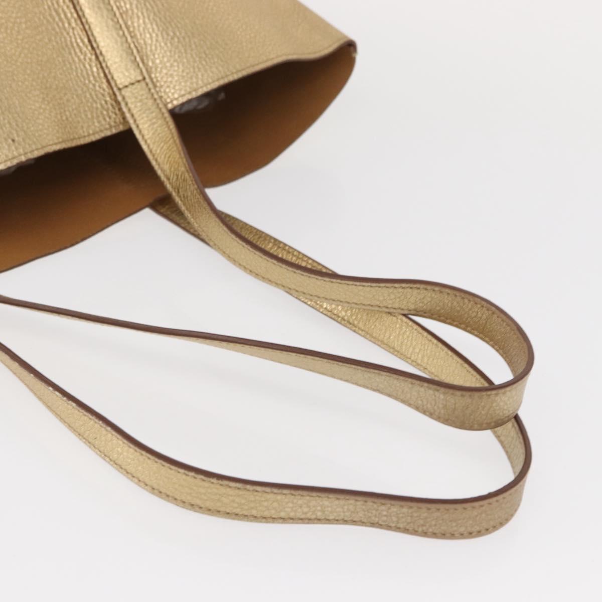 PRADA Tote Bag Leather Gold Tone Auth ka143A