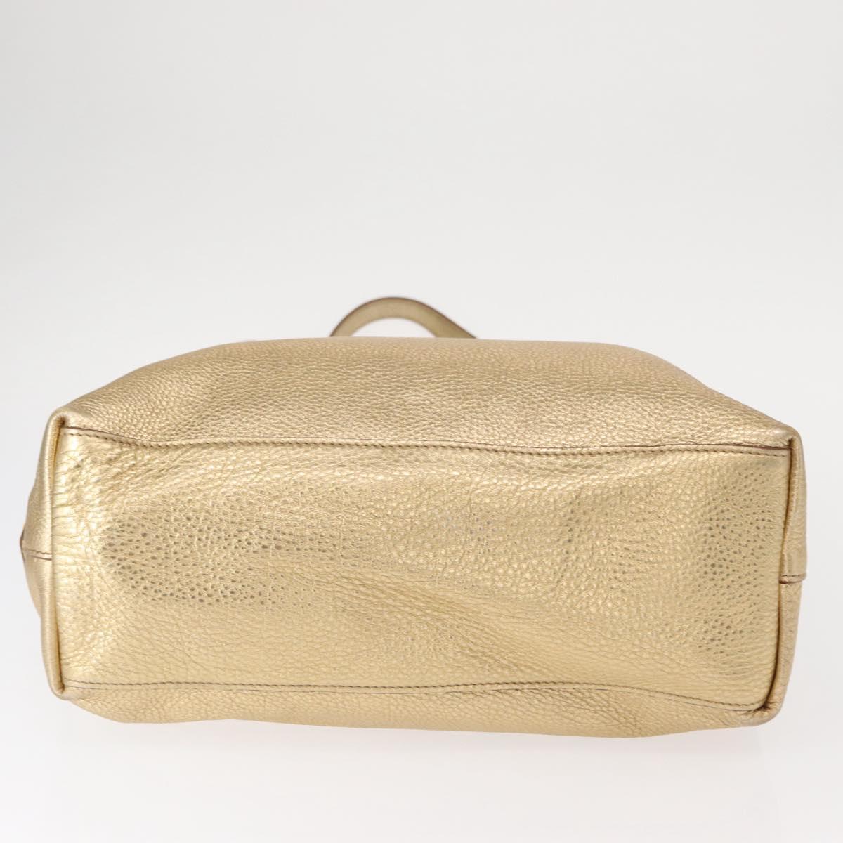 PRADA Tote Bag Leather Gold Tone Auth ka143A