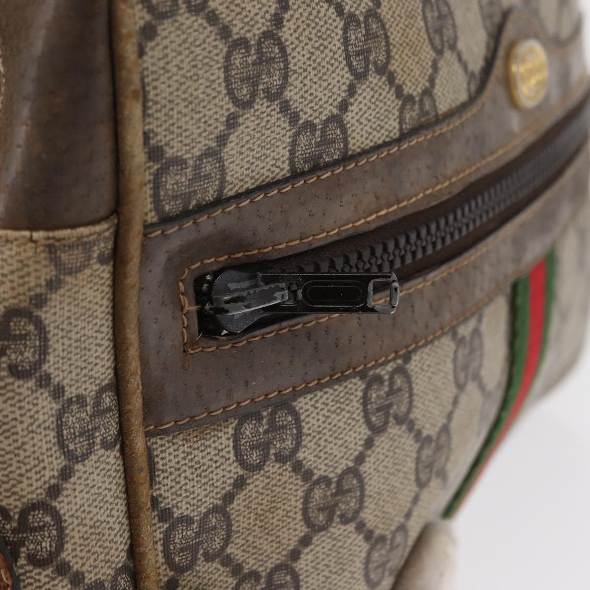 GUCCI GG Supreme Web Sherry Line Shoulder Bag PVC Beige Gold Red Auth ka1433