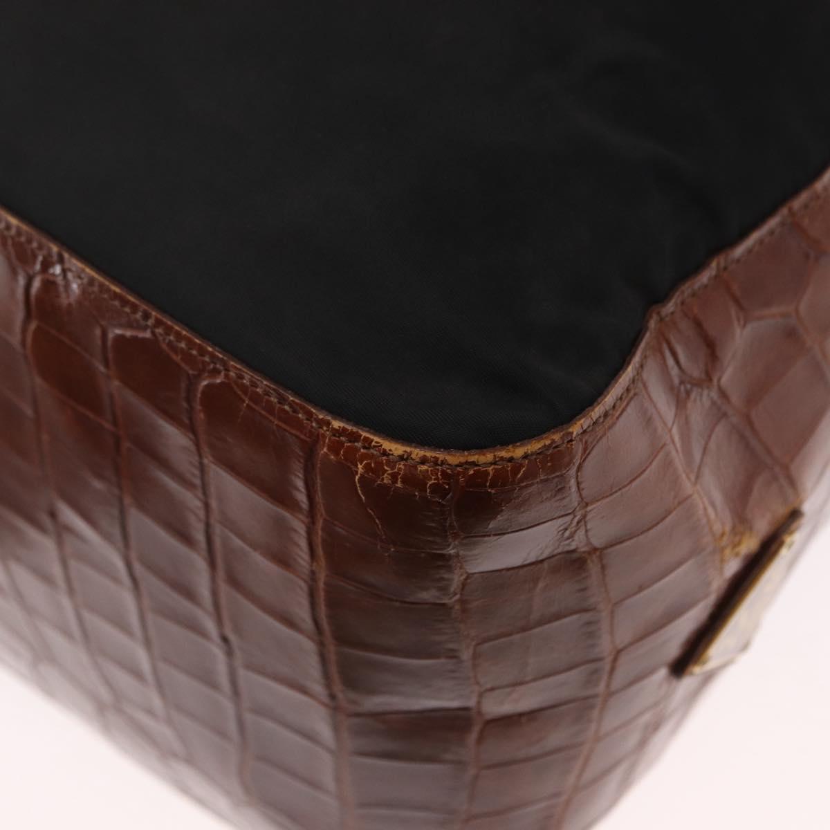 PRADA Shoulder Bag Nylon Leather Black Gold Auth ka1434