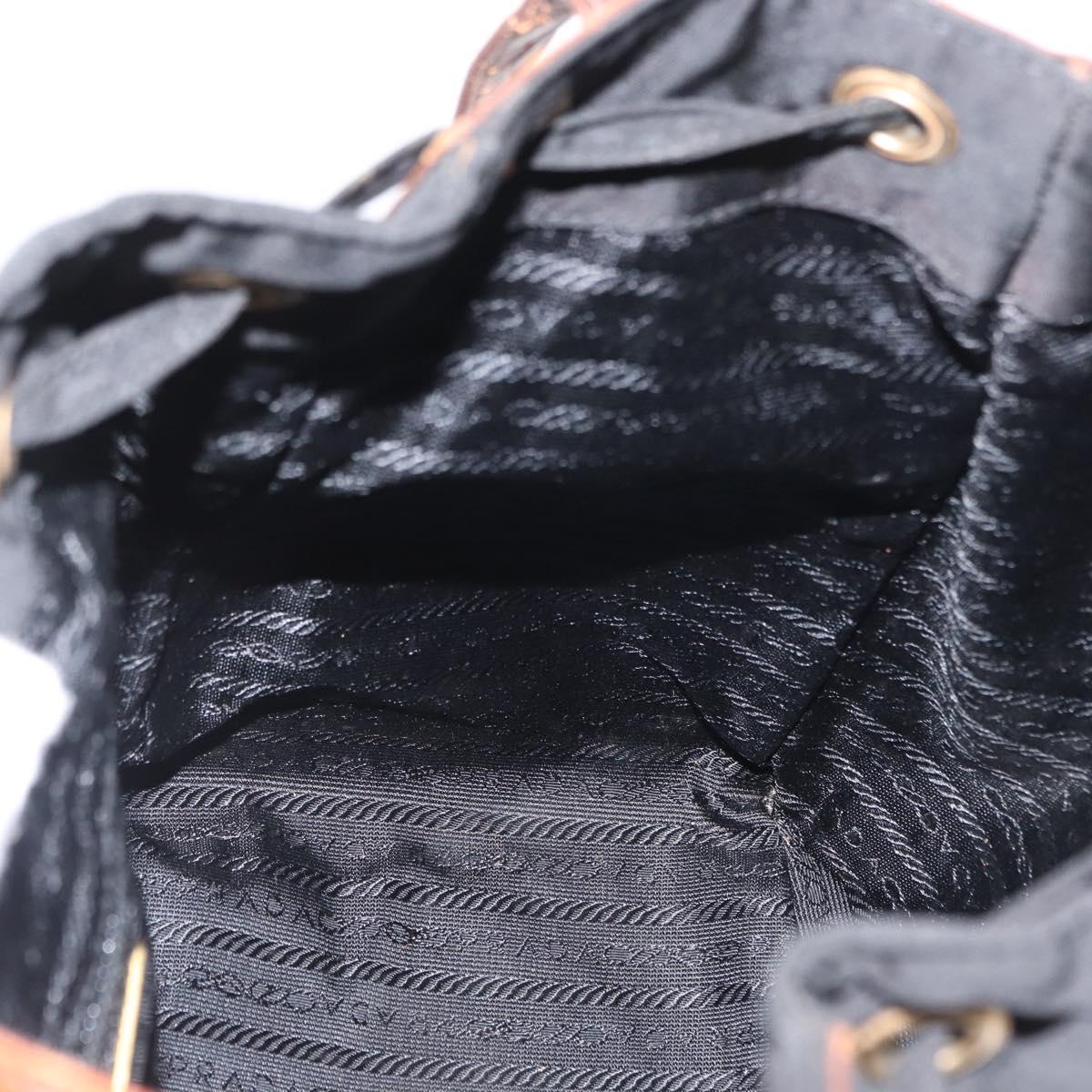 PRADA Shoulder Bag Nylon Leather Black Gold Auth ka1434