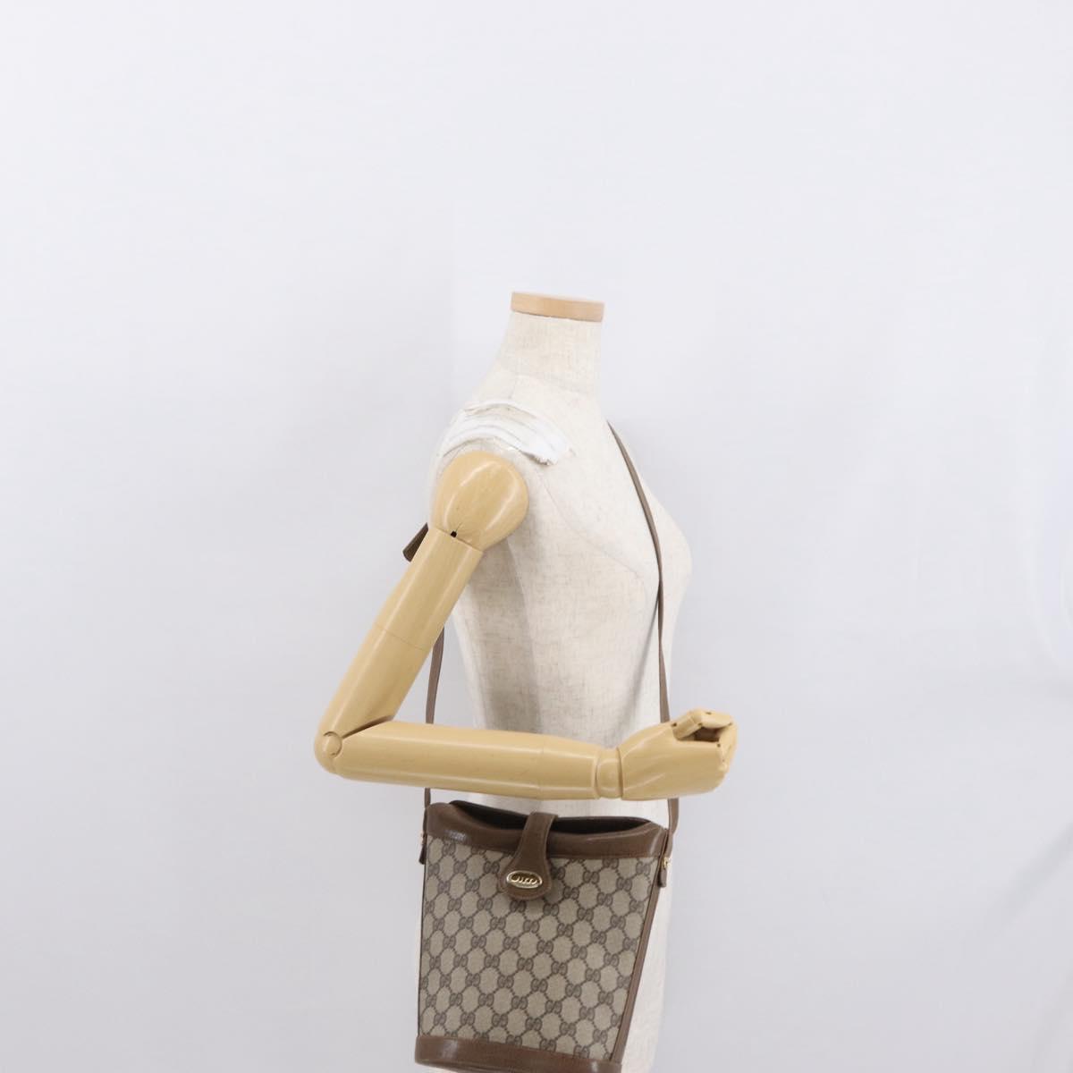 GUCCI GG Supreme Shoulder Bag PVC Beige Gold Auth ka1439